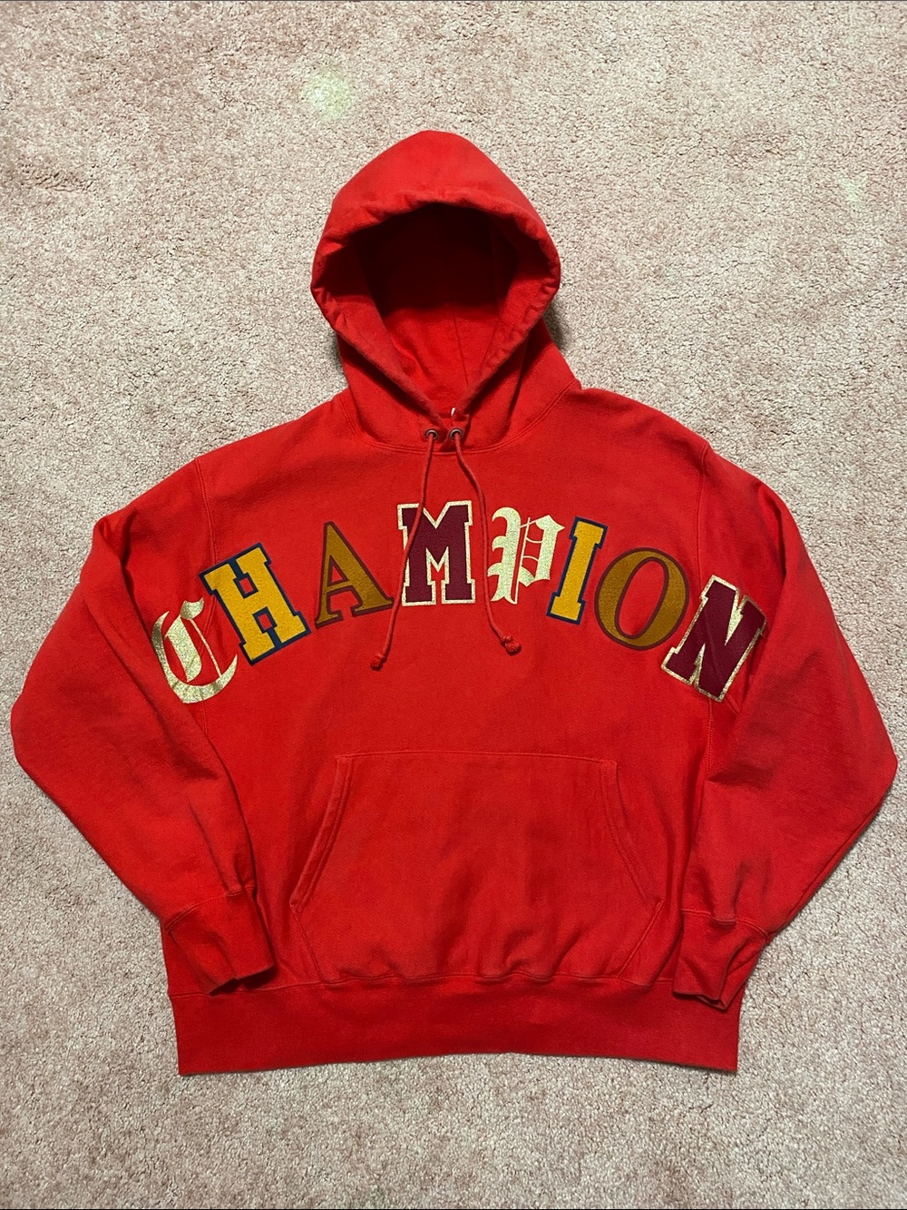 Vintage Champion Curve Logo Hoodie